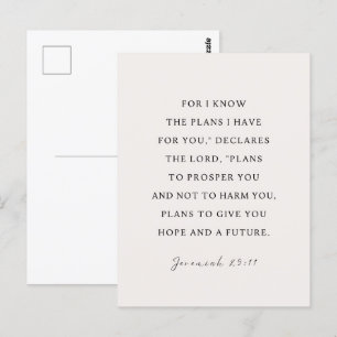 Jeremiah 29:11 Jag vet vilka planer jag har för di Vykort