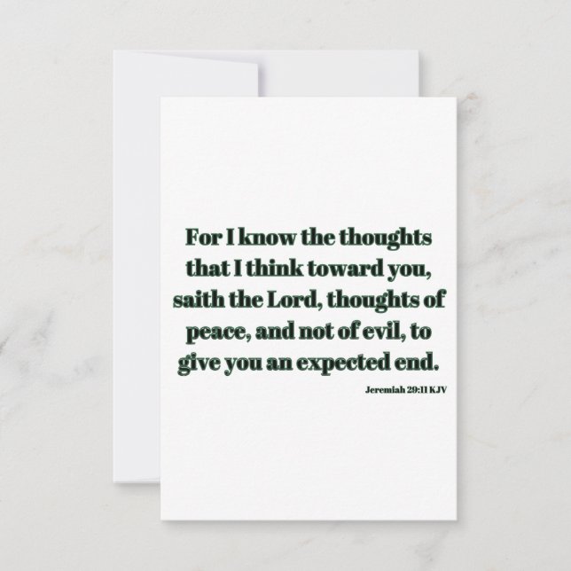 Jeremiah 29:11 KJV Bible Verse Flat Greeting Card Kort (Framsida)
