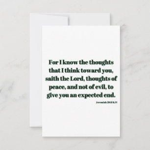 Jeremiah 29:11 KJV Bible Verse Flat Greeting Card Kort