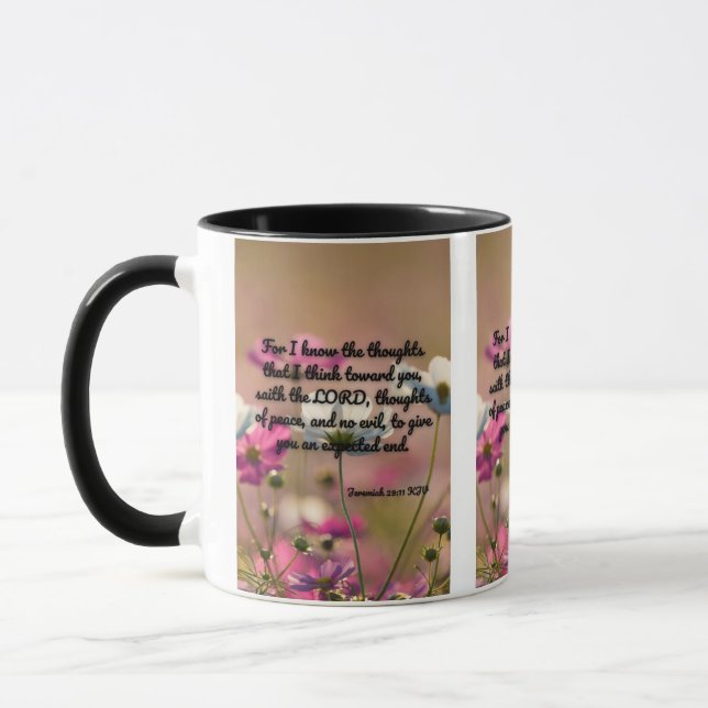 Jeremiah 29:11 KJV Bible Verse Pic Two-Tone Mugg (Vänster)