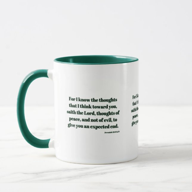 Jeremiah 29:11 KJV Bible Verse Two-Tone Mugg (Vänster)