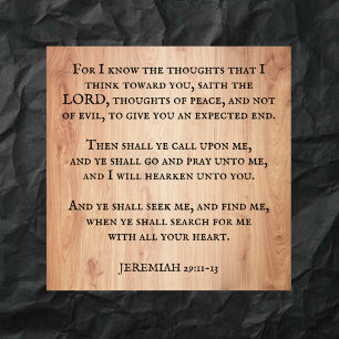 Jeremiah 29:11 Kung James Bible Scripture Poster