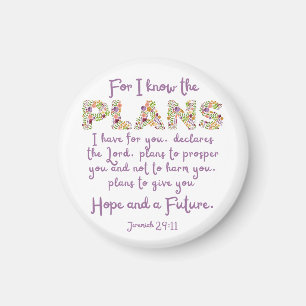 Jeremiah 29:11 Lila, Blommigt Brev Christian Magnet