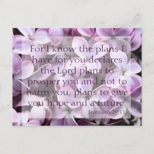 Jeremiah 29:11 Lilacs Postcard Vykort
