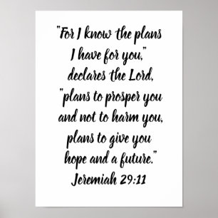 Jeremiah 29:11 Minimalistisk bibel Verse Poster