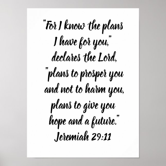 Jeremiah 29:11 Minimalistisk bibel Verse Poster (Framsidan)