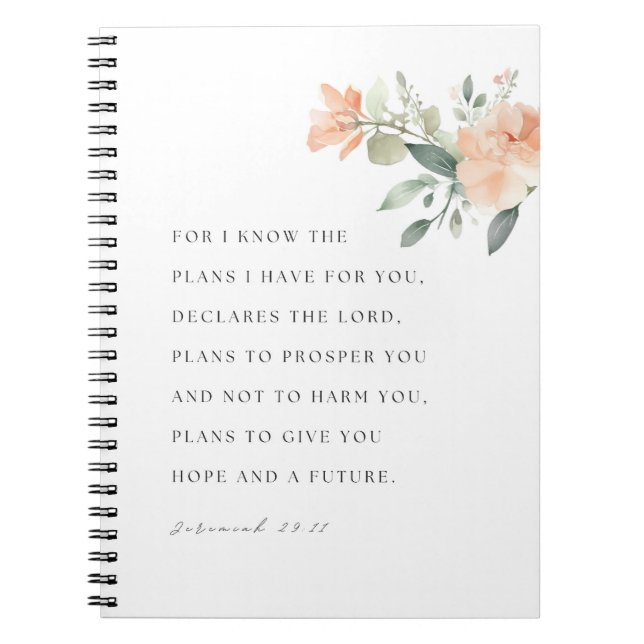 Jeremiah 29:11 NIV För jag känner till planerna Anteckningsbok (Framsidan)