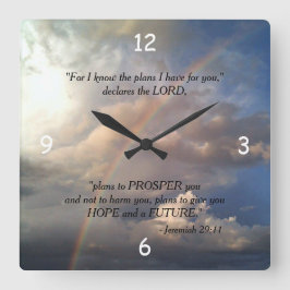 Jeremiah 29:11 Rainbow Wall Clock Fyrkantig Klocka