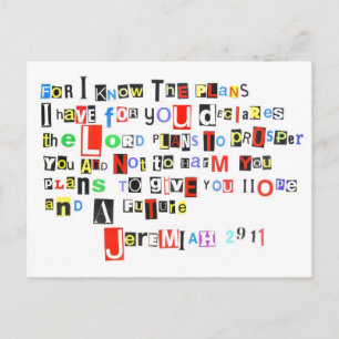 Jeremiah 29:11 Ransom Note Vykort