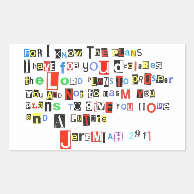 Jeremiah 29:11 rektangulärt klistermärke (Framsida)