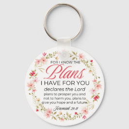 Jeremiah 29:11 Rosa Flowers Wandebible Verse Nyckelring