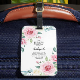 Jeremiah 29:11 Rosa ros Personalize Bagagebricka