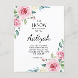 Jeremiah 29:11 Rosa ros Personalize Vykort