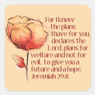 Jeremiah 29:11 Sticker - För jag vet planerna... Fyrkantigt Klistermärke