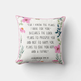 Jeremiah 29:11 Throw Pillow in Pink Floral Kudde