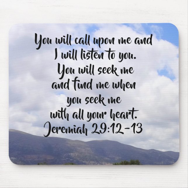 Jeremiah 29:12-13 Bible Verse on Clouds Musmatta (Framsidan)