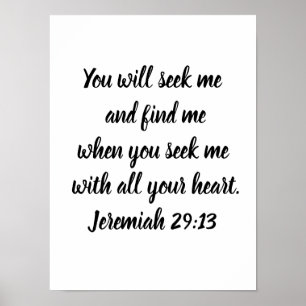 Jeremiah 29:13 Minimalistisk bibel Verse Poster