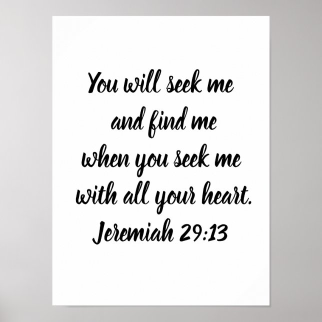 Jeremiah 29:13 Minimalistisk bibel Verse Poster (Framsidan)