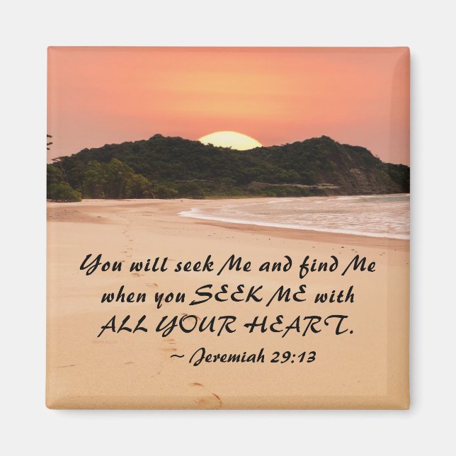 Jeremiah 29:13 Se mig med all din hjärtbibel Magnet (Framsidan)