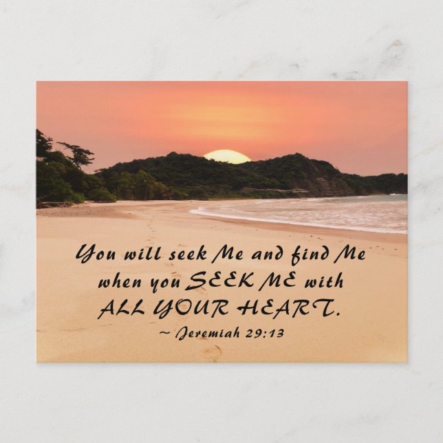 Jeremiah 29:13 Se mig med all din hjärtbibel Vykort (Framsida)