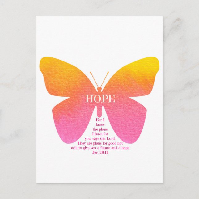 Jeremiah 29 Hope Butterfly Vykort (Framsida)
