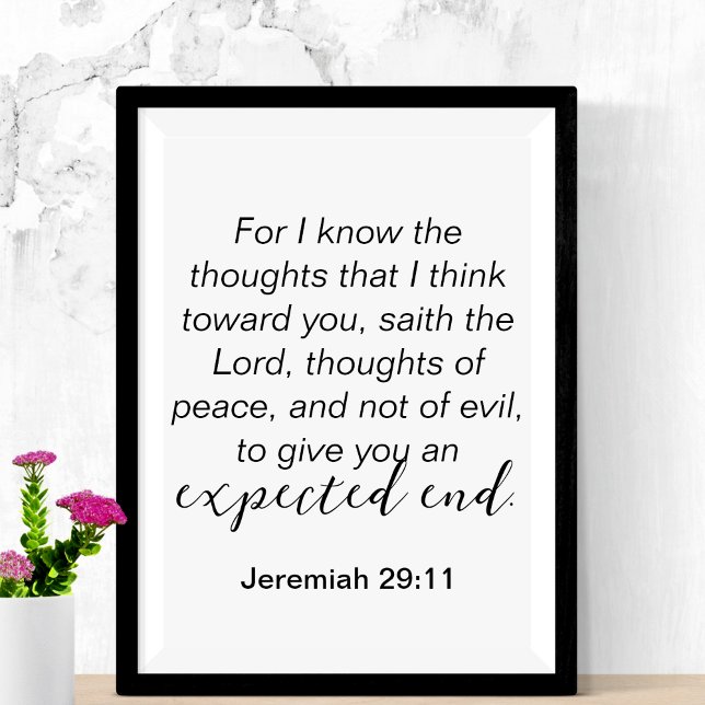 Jeremiah 29 Tankar av den kristna fredsofferten Poster (Jeremiah 29 Thoughts of Peace Christian Quote Poster
)