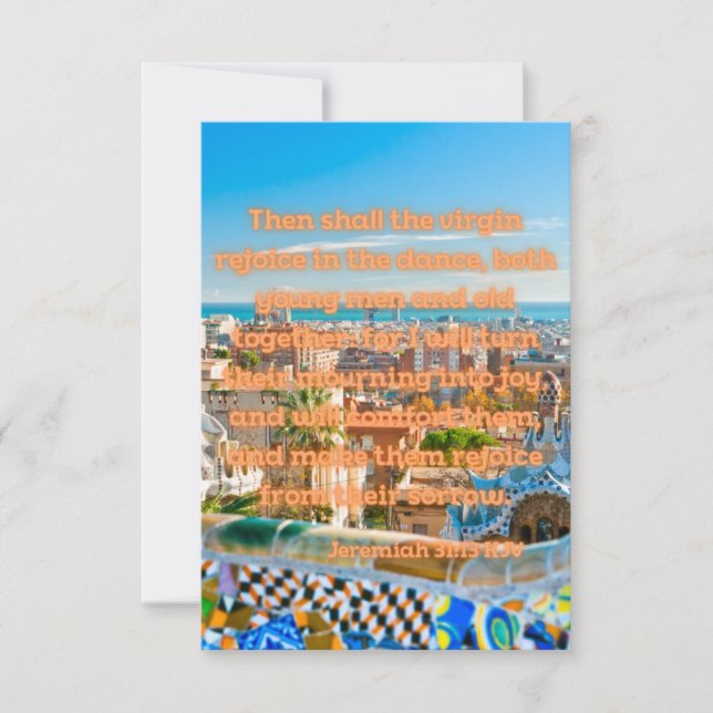 Jeremiah 31:13 KJV Bible Verse Pic Flat Hälsning Kort (Framsida)