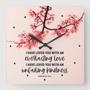 Jeremiah 31:3 Jag har älskat er bibelverse Fyrkantig Klocka