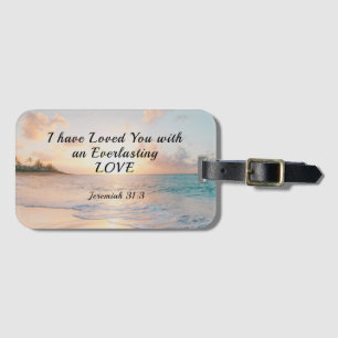 Jeremiah 31:3 Jag har älskat er Bible Ocean Sunset Bagagebricka