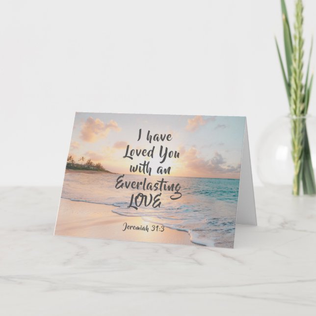 Jeremiah 31:3 Jag har älskat er Bible Ocean Sunset Kort (Framsida)