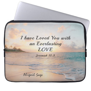 Jeremiah 31:3 Jag har älskat er Bible Ocean Sunset Laptop Fodral