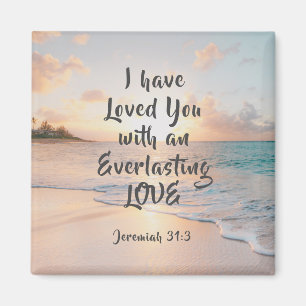 Jeremiah 31:3 Jag har älskat er Bible Ocean Sunset Magnet