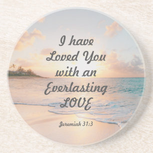 Jeremiah 31:3 Jag har älskat er Bible Ocean Sunset Underlägg