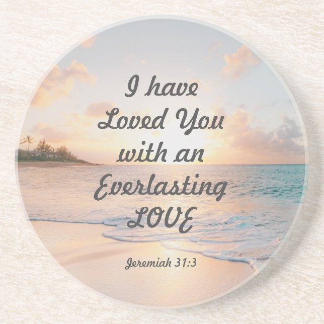 Jeremiah 31:3 Jag har älskat er Bible Ocean Sunset Underlägg (Framsidan)
