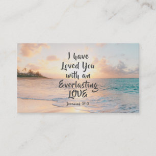 Jeremiah 31:3 Jag har älskat er Bible Ocean Sunset Visitkort