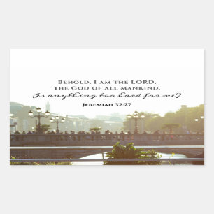 Jeremiah 32:27 Är något för svårt för mig? Rektangulärt Klistermärke