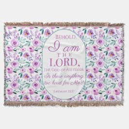 Jeremiah 32:27 med Lila blommor-bakgrund Filt