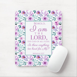 Jeremiah 32:27 med Lila blommor-bakgrund Musmatta