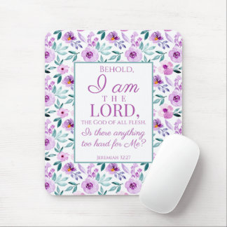 Jeremiah 32:27 med Lila blommor-bakgrund Musmatta
