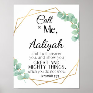 Jeremiah 33:3 Eucalyptus Scripture Personalize Poster