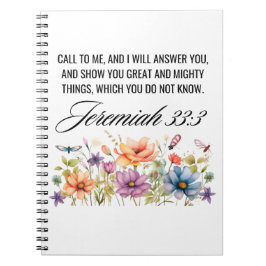 Jeremiah 33:3 Ring till mig Wildblomskript Anteckningsbok