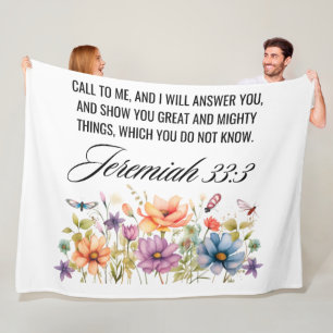 Jeremiah 33:3 Ring till mig Wildblomskript Fleecefilt