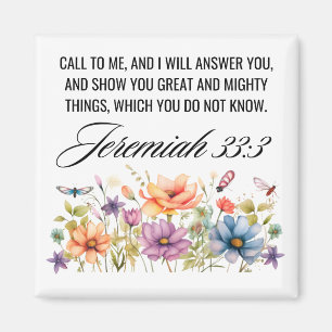 Jeremiah 33:3 Ring till mig Wildblomskript Magnet
