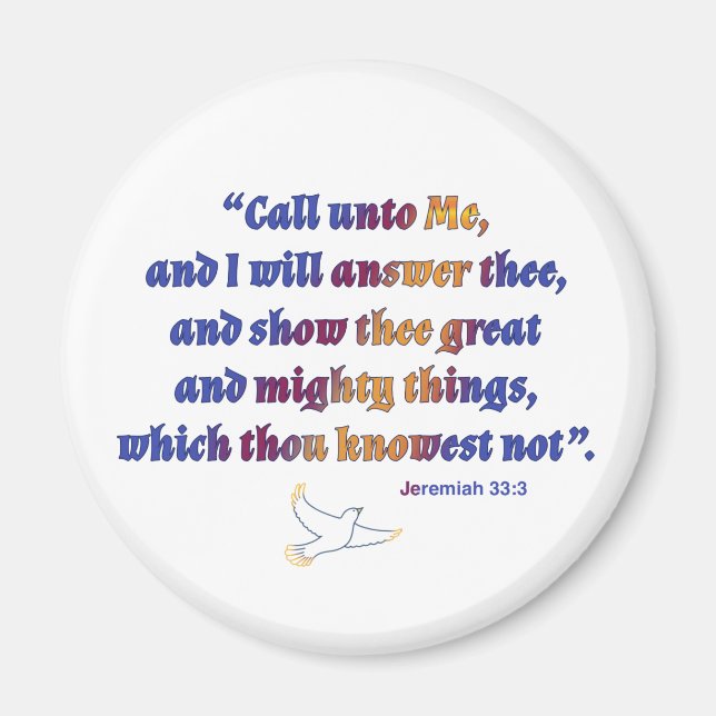 Jeremiah 33:3 Scripture quote with dove Magnet (Framsidan)