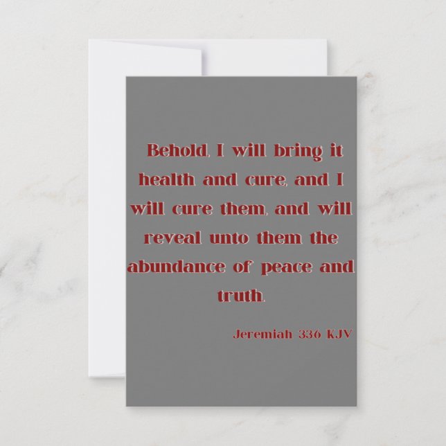 Jeremiah 33:6 KJV Bible Scripture Hälsning Kort (Framsida)