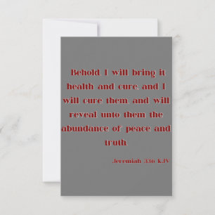 Jeremiah 33:6 KJV Bible Scripture Hälsning Kort