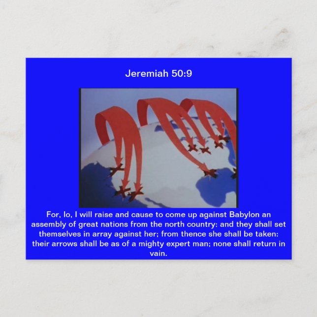 Jeremiah 50:9 vykort (Framsida)