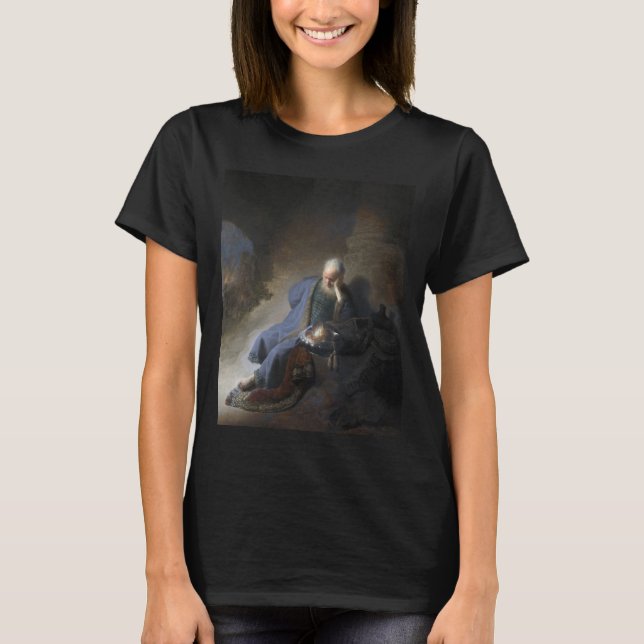 Jeremiah Destruction Jerusalem Bible Rembrandt T Shirt (Framsida)