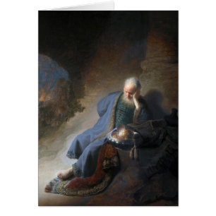Jeremiah Lamentiing om Jerusalems fall, Rembrandt Hälsningskort