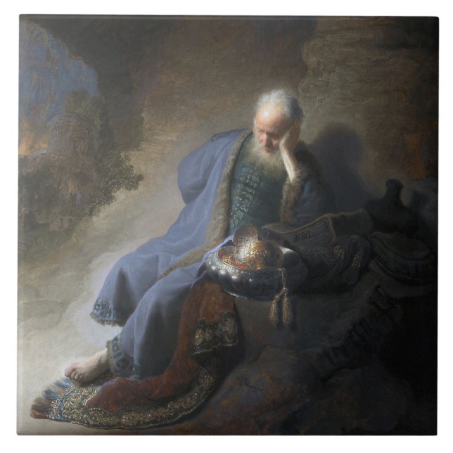 Jeremiah Lamentiing om Jerusalems fall, Rembrandt Kakelplatta (Framsidan)